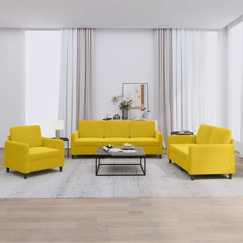 vidaXL 3-tlg. Sofagarnitur Gelb Samt
