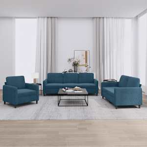 Sedežna garnitura 3-delna moder žamet