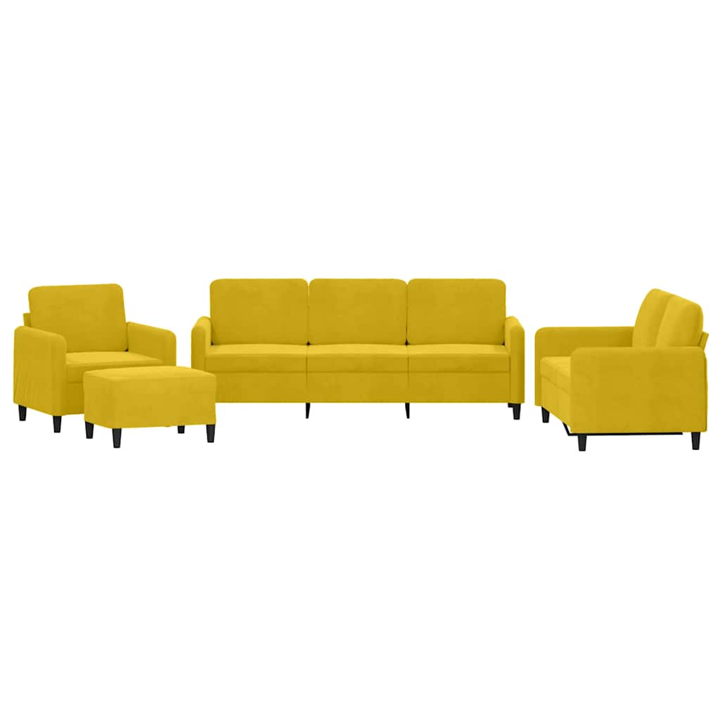 vidaXL 4dílná sedací souprava žlutá samet
