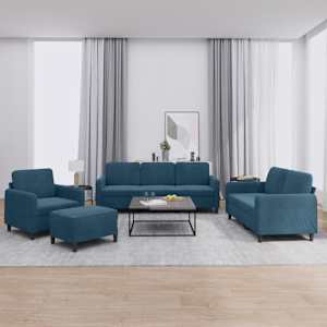 Sedežna garnitura 4-delna moder žamet