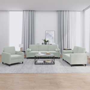 Sedežna garnitura 3-delna z vzglavniki svetlo siv žamet