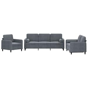 vidaXL 3-osaline diivanikomplekt patjadega, tumehall, samet