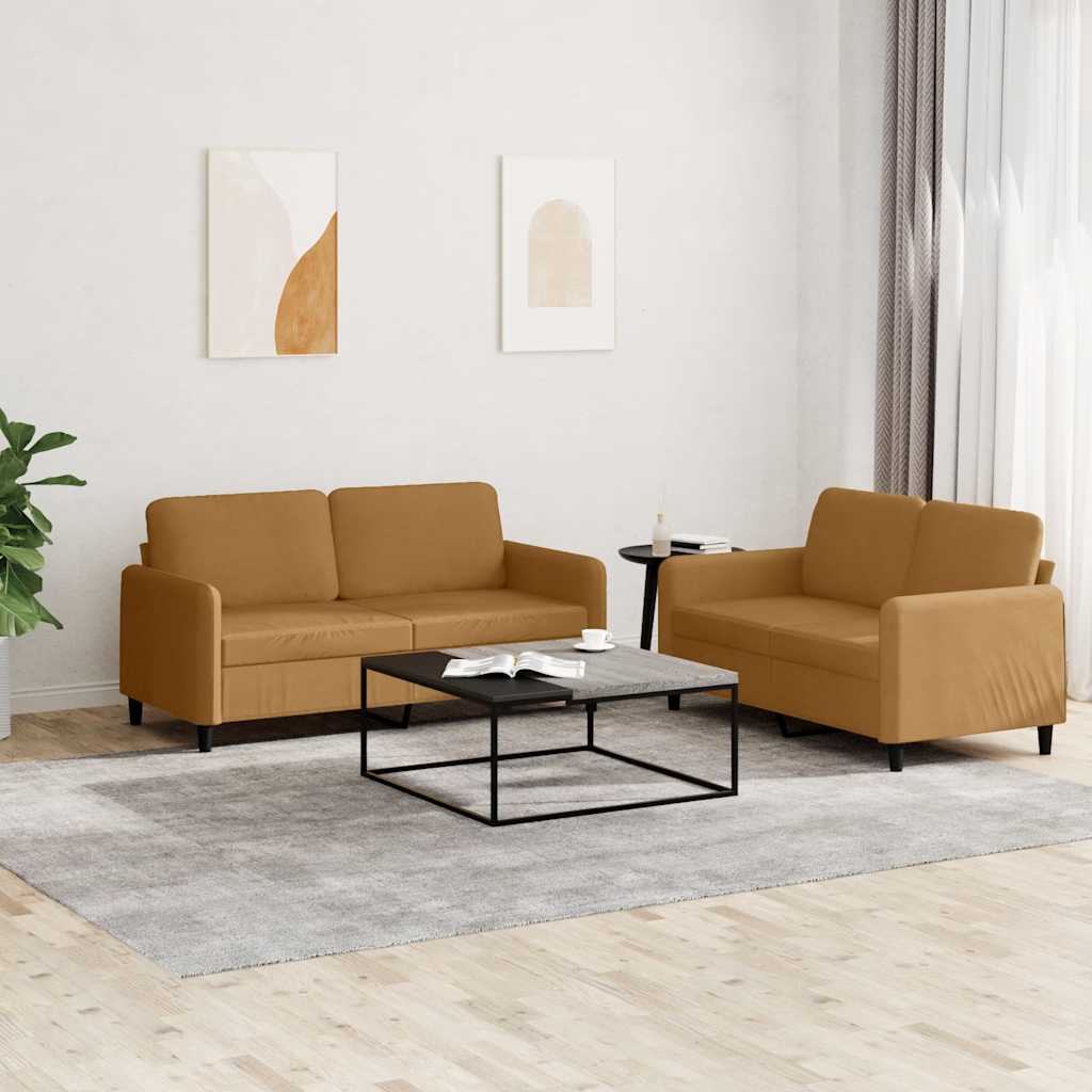 vidaXL 2-tlg. Sofagarnitur Braun Samt