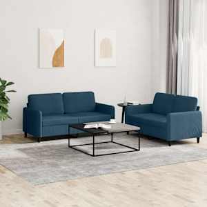 Sedežna garnitura 2-delna moder žamet