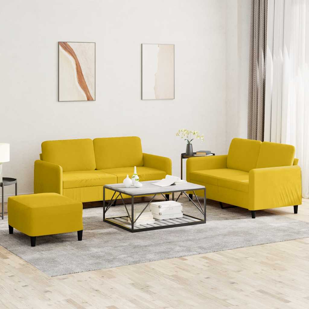 Thumbnail - vidaXL 3-tlg. Sofagarnitur Gelb Samt