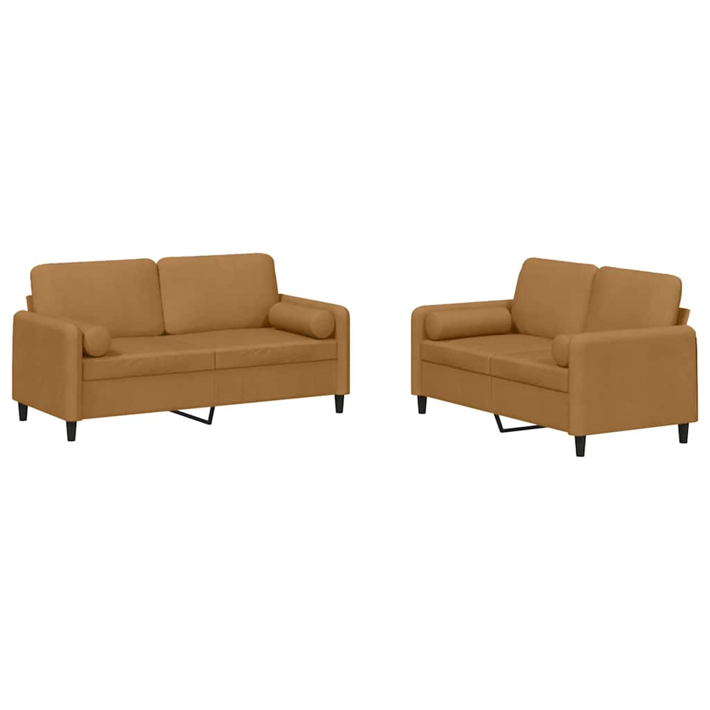 Thumbnail - vidaXL 2-tlg. Sofagarnitur mit Kissen Braun Samt