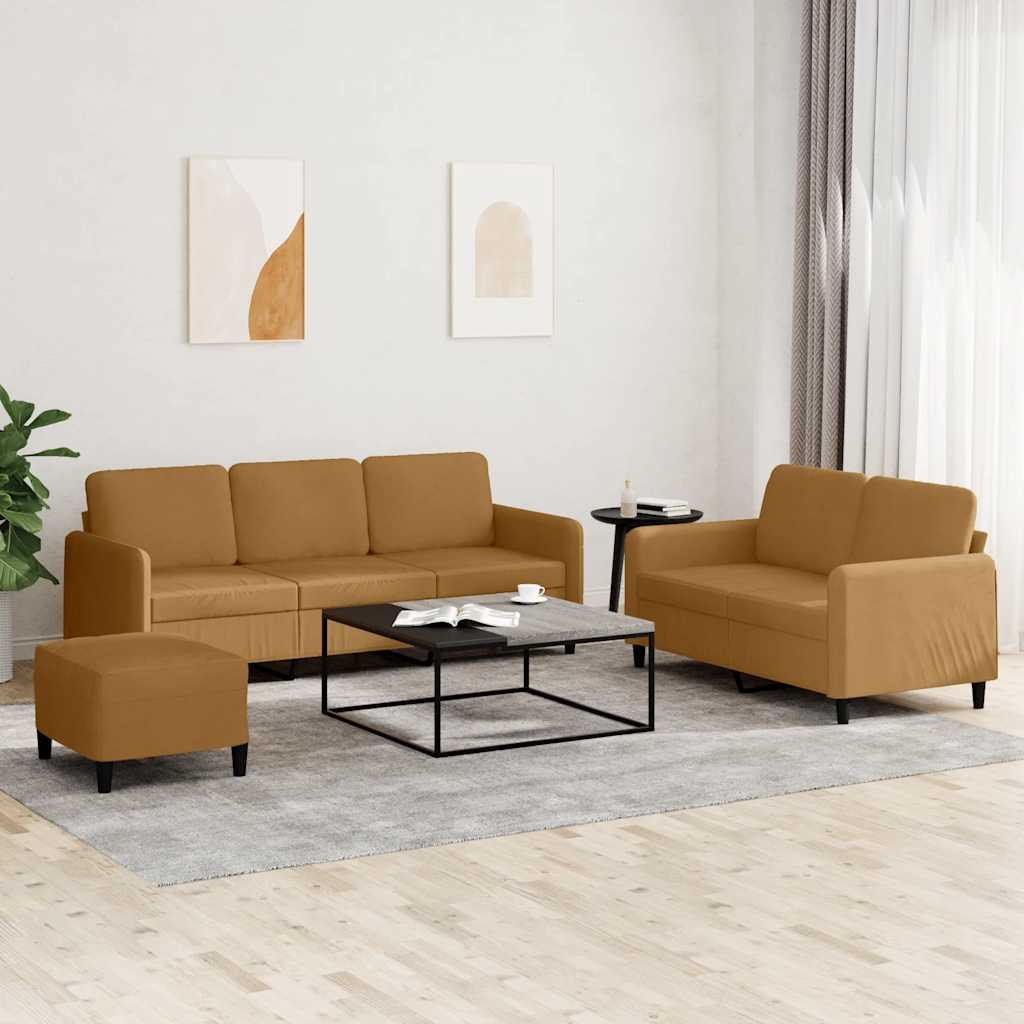vidaXL 3-tlg. Sofagarnitur Braun Samt
