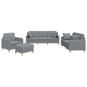 vidaXL 4-osaline diivanikomplekt patjadega, helehall, kangas