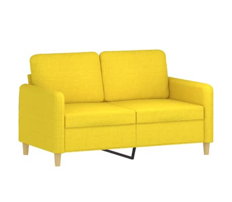 vidaXL 2-delige Loungeset met kussens stof lichtgeel