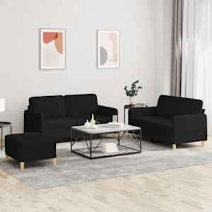 Sedežna garnitura z blazinami 3-delna črno blago