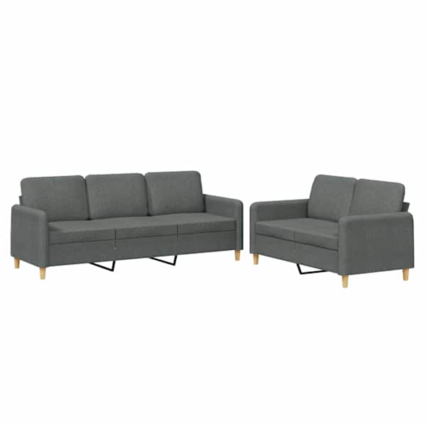 vidaXL 2-osaline diivanikomplekt patjadega, tumehall, kangas