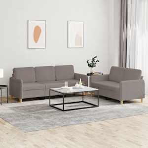 2dílná sedací souprava s poduškami taupe textil - obrázek 1