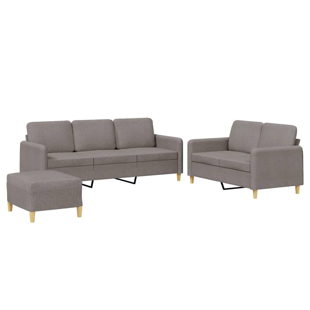 vidaXL 3dílná sedací souprava s poduškami taupe textil