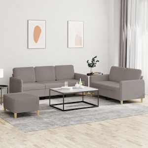 3dílná sedací souprava s poduškami taupe textil - obrázek 1