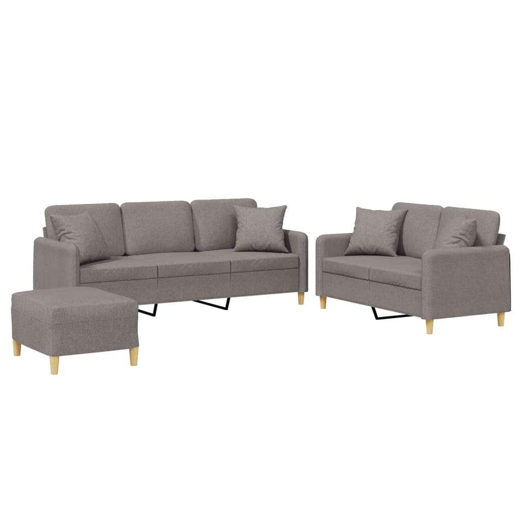 vidaXL 3dílná sedací souprava s polštáři taupe textil