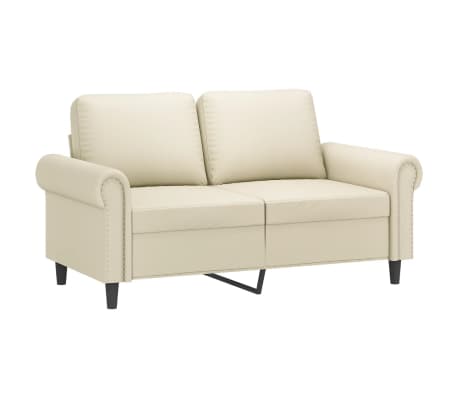 vidaXL 2-tlg. Sofagarnitur mit Kissen Creme Kunstleder