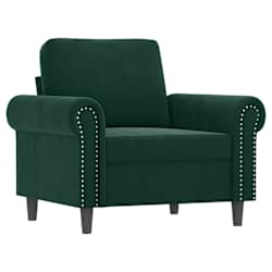 vidaXL 3 Piece Sofa Set with Cushions Dark Green Velvet