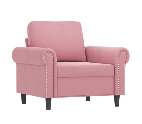 vidaXL Soffgrupp med dynor 3 delar rosa sammet