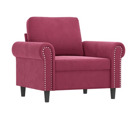 vidaXL Ensemble de canap&eacute;s 3 pcs avec coussins Rouge bordeaux Velours