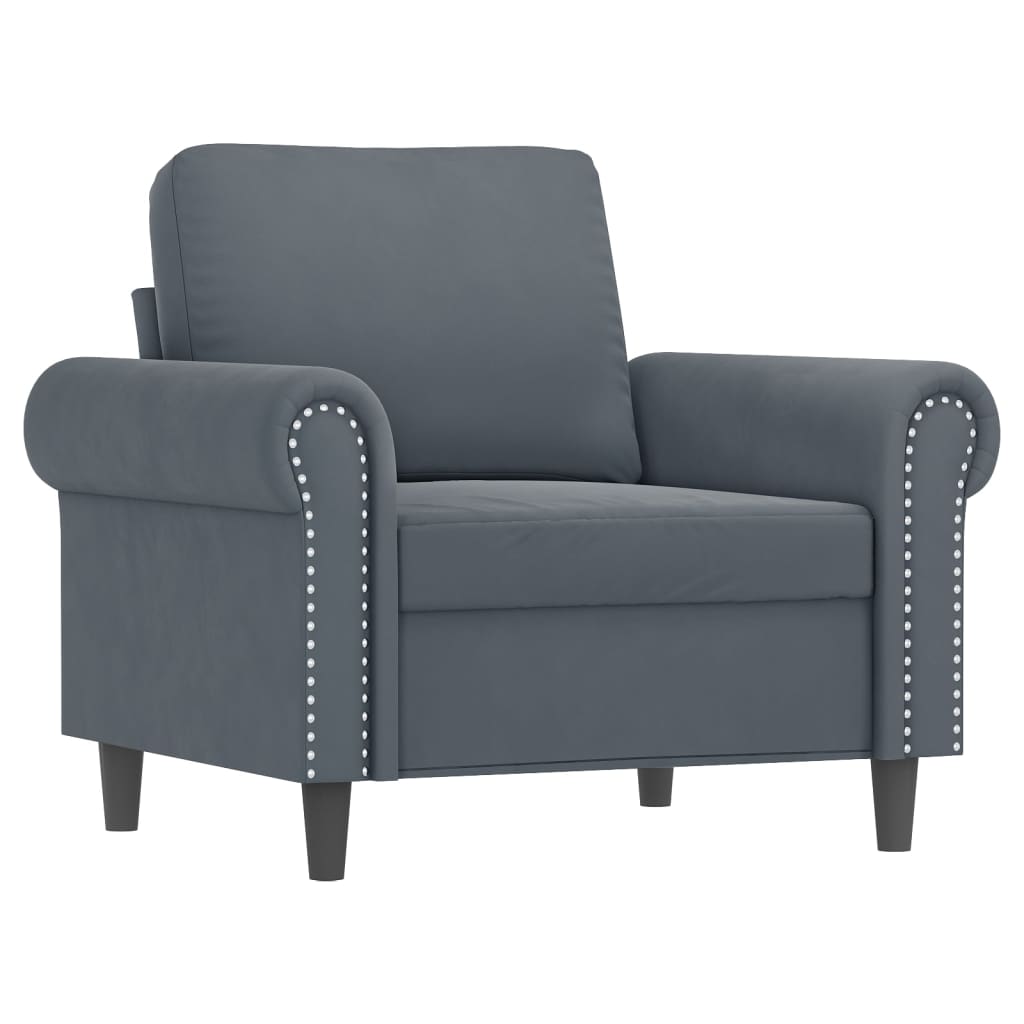 vidaXL 3-delige Loungeset met kussens fluweel donkergrijs afbeelding