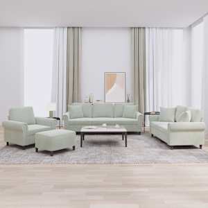 Sedežna garnitura 4-delna z vzglavniki svetlo siv žamet