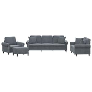 vidaXL 4-osaline diivanikomplekt patjadega, tumehall, samet