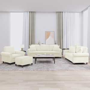 Sedežna garnitura 4-delna z vzglavniki krem žamet