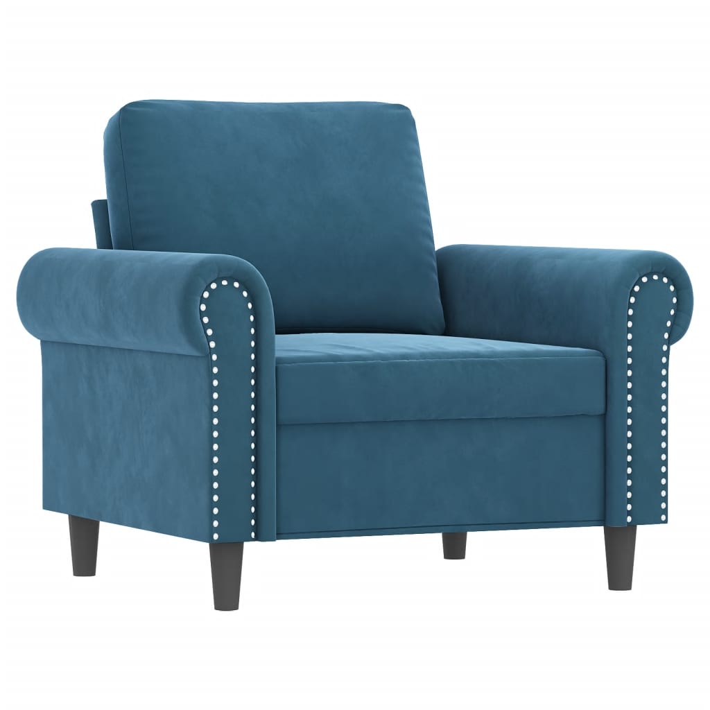 vidaXL 4-delige Loungeset met kussens fluweel blauw