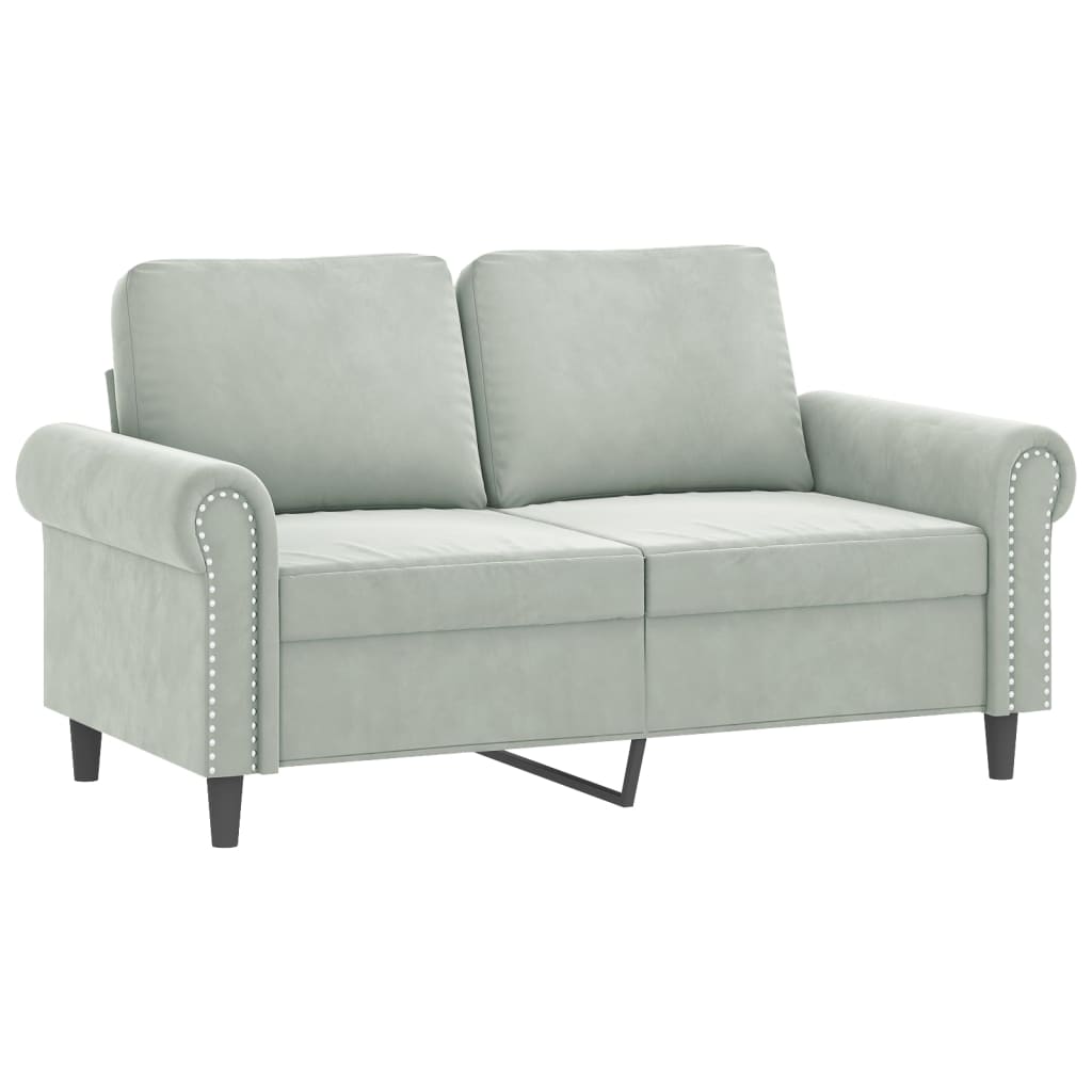 vidaXL 2-delige Loungeset met kussens fluweel lichtgrijs afbeelding