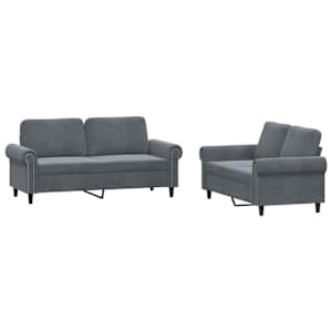 vidaXL 2-osaline diivanikomplekt patjadega, tumehall, samet