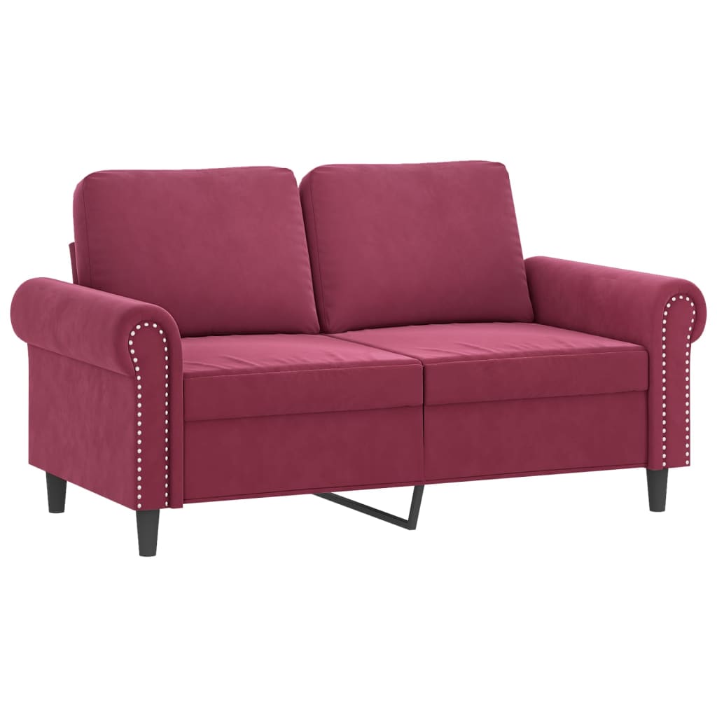 vidaXL 3-delige Loungeset met kussens fluweel wijnrood afbeelding