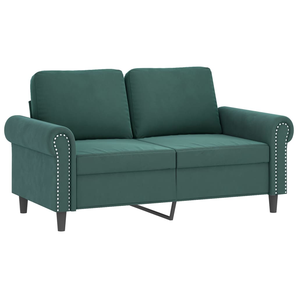 vidaXL 3-delige Loungeset met kussens fluweel donkergroen afbeelding
