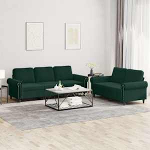 Sedežna garnitura 2-delna z blazinami temno zelen žamet