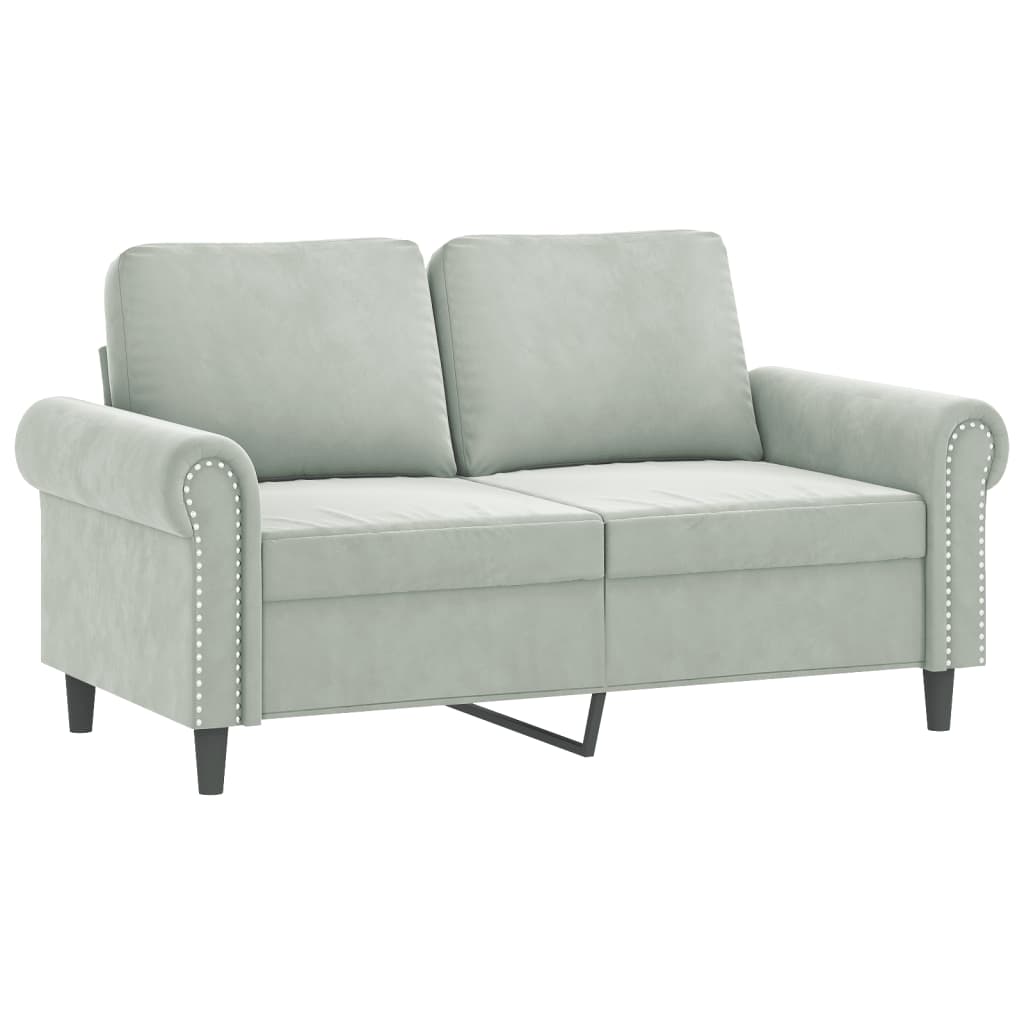 vidaXL 3-delige Loungeset met kussens fluweel lichtgrijs afbeelding