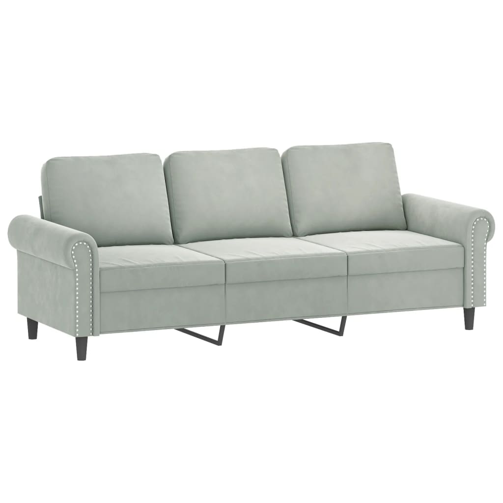 vidaXL 2-delige Loungeset met kussens fluweel lichtgrijs afbeelding