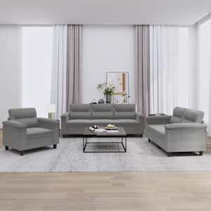 Sedežna garnitura 3-delna z blazinami temno siva mikrovlakna