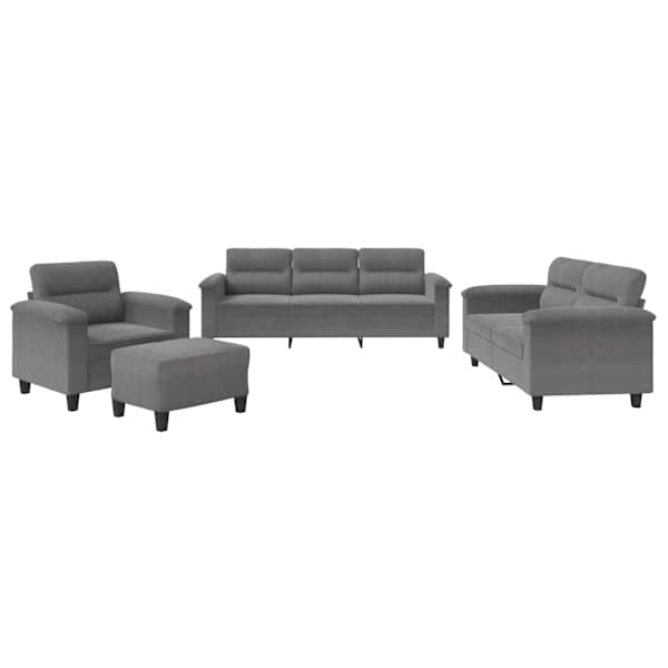 vidaXL 4-osaline diivanikomplekt patjadega, tumehall, mikrofiiber