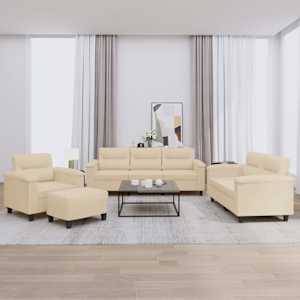 Sedežna garnitura z vzglavniki 4-delna krem mikrovlakna