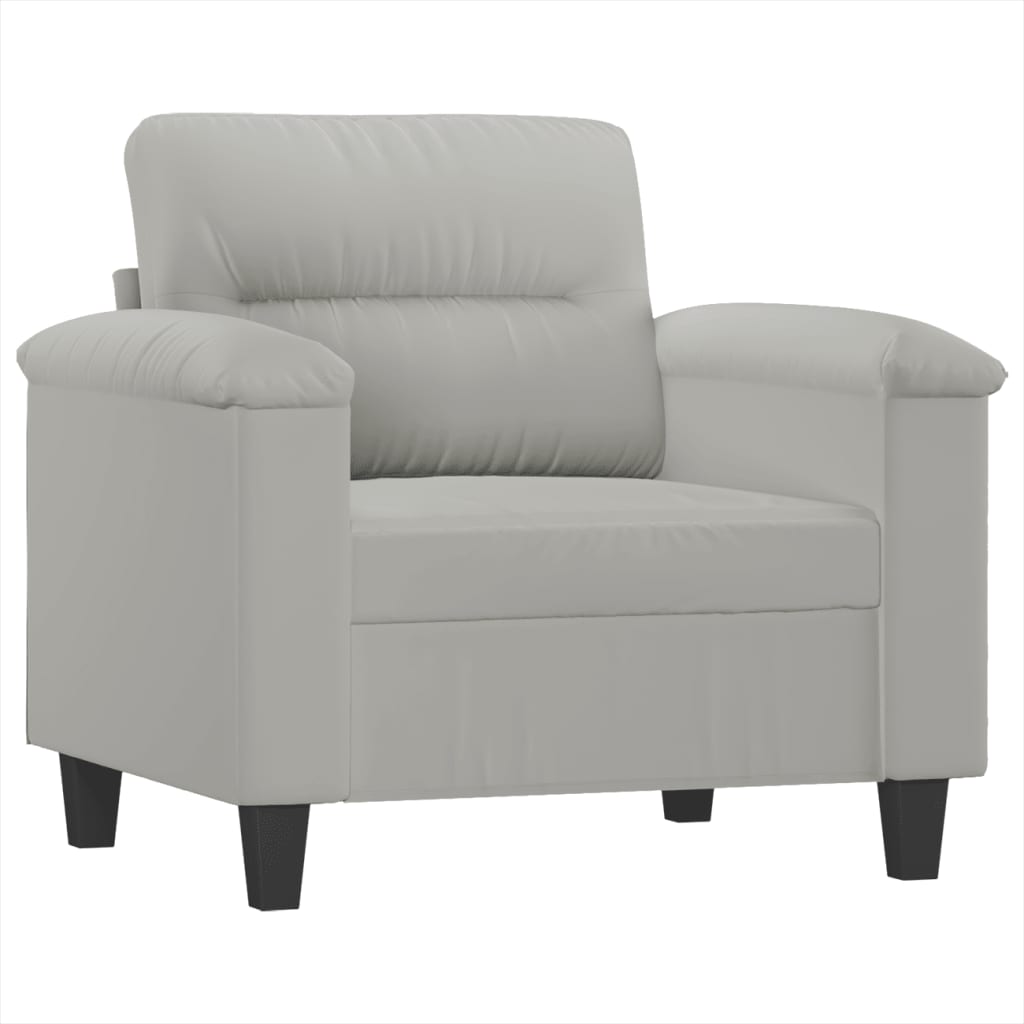 vidaXL 3-delige Loungeset met kussens microvezelstof lichtgrijs afbeelding