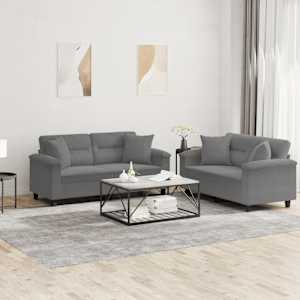 Sedežna garnitura 2-delna z blazinami temno siva mikrovlakna