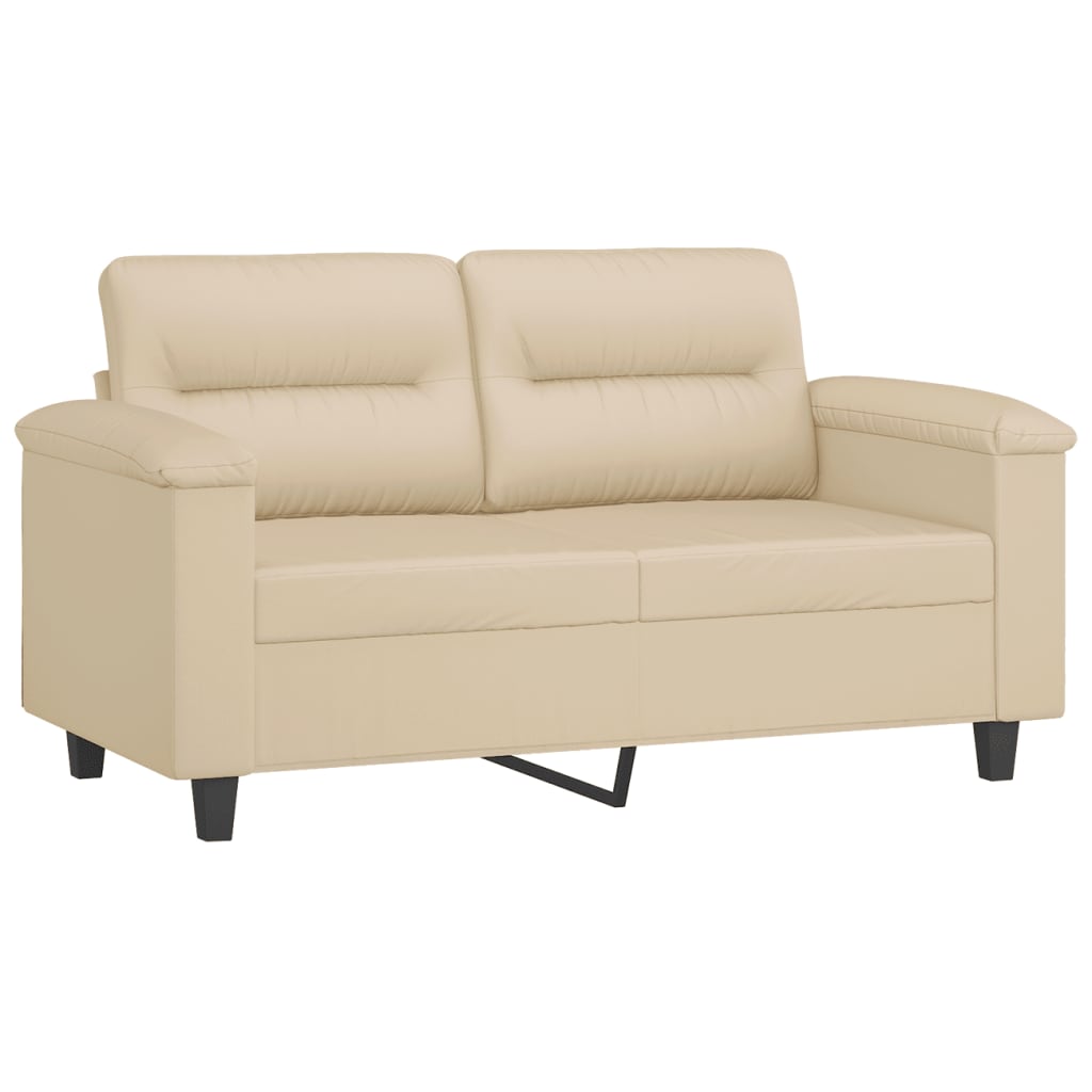 vidaXL 2-delige Loungeset met kussens microvezelstof crèmekleurig afbeelding