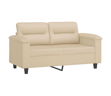vidaXL Set de canapele cu perne, 2 piese, crem, microfibră