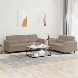 Sedežna garnitura 2-delna z blazinami taupe mikrovlakna