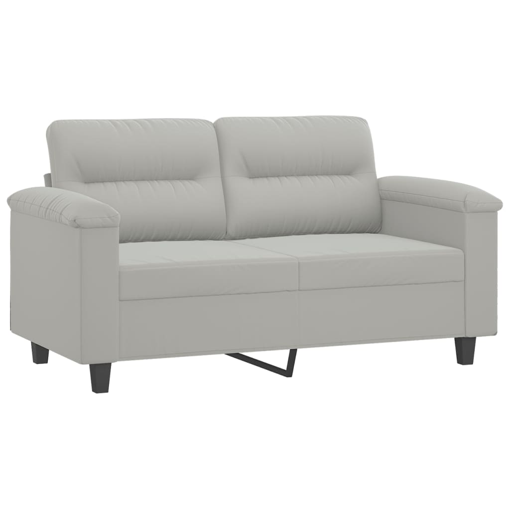 vidaXL 2-delige Loungeset met kussens microvezelstof lichtgrijs afbeelding