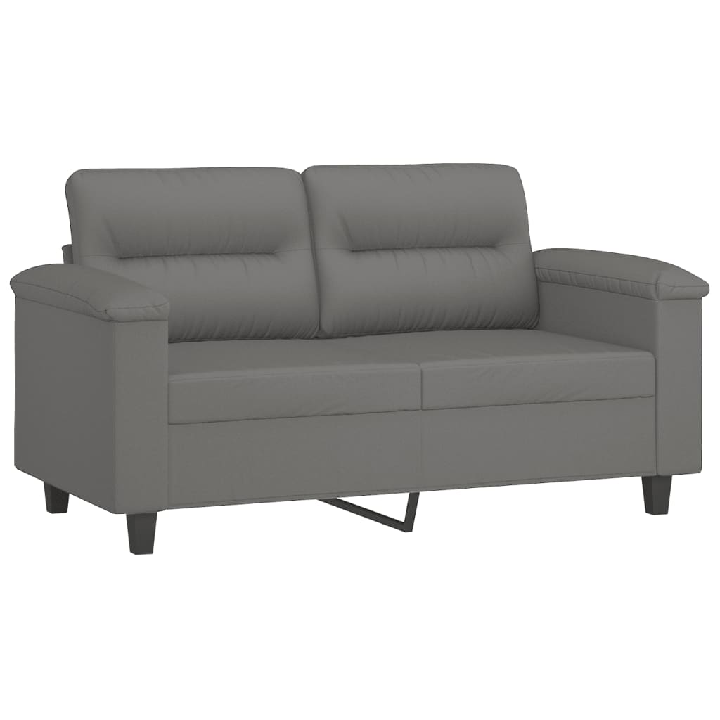 vidaXL 2-delige Loungeset met kussens microvezelstof donkergrijs afbeelding