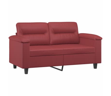 vidaXL 3-tlg. Sofagarnitur mit Kissen Weinrot Kunstleder
