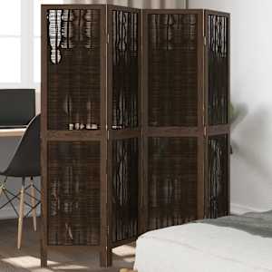 Paravan 4-delni temno rjav trden les pavlovnije