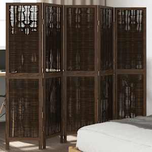 Paravan 5-delni temno rjav trden les pavlovnije