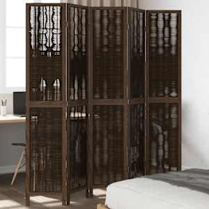 Paravan 5-delni temno rjav trden les pavlovnije