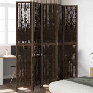 Paravan 5-delni temno rjav trden les pavlovnije